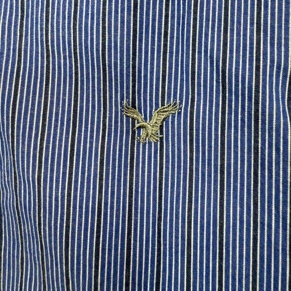 American Eagle Mens Size L Blue Slim Fit Striped Button-Down Shirt Long Sleeve - Picture 4 of 10